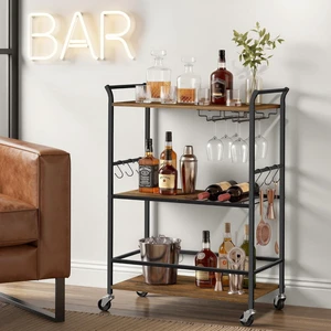 Bar Cart with Wheels, Drink Cart with Wine Rack and Glass Holder Bar Cart with Wheels, Drink Cart with Wine Rack and Glass Holder