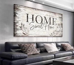 Home Sweet Home Wall Art Sign Large Dark Brown Farmhouse Wall Sign for Living Room Decoration Wooden Board Design Canvas Prints Modern Rustic Artwork Leaf Pictures Wall Decor 20" x 40" Home Sweet Home Wall Art Sign Large Dark Brown Farmhouse Wall Sign for Living Room Decoration Wooden Board Design Canvas Prints Modern Rustic Artwork Leaf Pictures Wall Decor 20" x 40"
