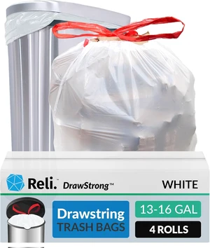 Tall Kitchen Drawstring Trash Bags 13 Gallon | 500 Count Bulk, White Tall Kitchen Drawstring Trash Bags 13 Gallon | 500 Count Bulk, White