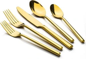 Potter Gold 20-Piece Forged Silverware Set, Service for 4, Stainless Steel Flatware Set, Modern Design with Mirror Finish, Ideal for Home, Kitchen, Party, Camping Potter Gold 20-Piece Forged Silverware Set, Service for 4, Stainless Steel Flatware Set, Modern Design with Mirror Finish, Ideal for Home, Kitchen, Party, Camping