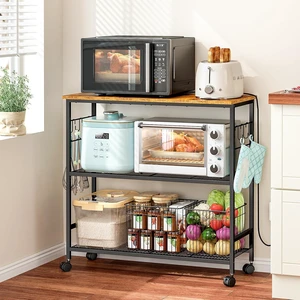 3 Tier Rolling Kitchen Microwave Cart, 33 Inch Microwave Table Stand with Adjustable Shelf, Kitchen Storage Island Utility Cart on Lockable Wheels, Bakers Rack Coffee Bar for Living Room, Office 3 Tier Rolling Kitchen Microwave Cart, 33 Inch Microwave Table Stand with Adjustable Shelf, Kitchen Storage Island Utility Cart on Lockable Wheels, Bakers Rack Coffee Bar for Living Room, Office
