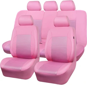 Pink Leather Seat Cover Automotive Breathable Universal Car Seat Cover Set Package-Super 5mm Sponge Inside,Airbag Compatible, Interior Cover Cute for Women Car Truck Van All Pink Pink Leather Seat Cover Automotive Breathable Universal Car Seat Cover Set Package-Super 5mm Sponge Inside,Airbag Compatible, Interior Cover Cute for Women Car Truck Van All Pink