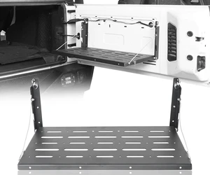 JK Wrangler Tailgate Table Metal Storage Rack Foldable Cargo Shelf for 2007-2018 Jeep Wrangler JK & Unlimited JK Wrangler Tailgate Table Metal Storage Rack Foldable Cargo Shelf for 2007-2018 Jeep Wrangler JK & Unlimited