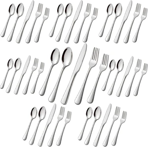 Stainless Steel Flatware Set - Forks, Knives, and Spoons for Home and Restaurant Kitchen - Rust Resistant Cutlery Utensils (160, Silver) Stainless Steel Flatware Set - Forks, Knives, and Spoons for Home and Restaurant Kitchen - Rust Resistant Cutlery Utensils (160, Silver)