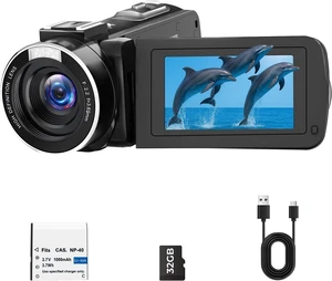 Camcorder Video Camera 2.7K 48MP, 3" 270° Flip Screen with 32GB SD Card Camcorder Video Camera 2.7K 48MP, 3" 270° Flip Screen with 32GB SD Card