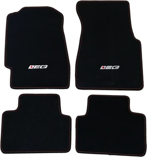 Fit 1992-1995 Honda Civic Floor Mats Black with EG Logo & Red Stitching Fit 1992-1995 Honda Civic Floor Mats Black with EG Logo & Red Stitching