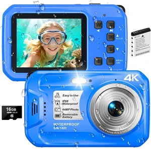 4K Underwater Camera, 64MP 16FT Compact Waterproof Camera with 16GB Card 4K Underwater Camera, 64MP 16FT Compact Waterproof Camera with 16GB Card
