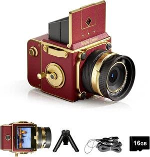 Vintage Digital Camera, 64MP 2.7K Mini Vintage Camera with Autofocus, 2" IPS Waist-Level Screen, 16GB TF Card, 16X Zoom Retro Point and Shoot Camera for Beginners, Red Vintage Decor Vintage Digital Camera, 64MP 2.7K Mini Vintage Camera with Autofocus, 2" IPS Waist-Level Screen, 16GB TF Card, 16X Zoom Retro Point and Shoot Camera for Beginners, Red Vintage Decor