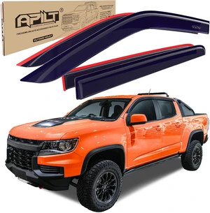 Outside-Mount Rain Guards Window Visors for 2015-2022 Chevrolet Colorado Crew Cab & GMC Canyon Crew Cab Wind Vent Deflector Truck Accessories Dark Smoke 4-Piece Set with Thicker Outside-Mount Rain Guards Window Visors for 2015-2022 Chevrolet Colorado Crew Cab & GMC Canyon Crew Cab Wind Vent Deflector Truck Accessories Dark Smoke 4-Piece Set with Thicker