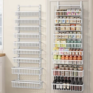 9 Tier Over The Door Pantry Organizer, 2 in 1 Wall Mount or Hanging Spice Rack with Adjustable Deep Basket, Heavy-Duty Seasoning Organizer and Storage for Kitchen Cabinet Closet Bathroom 9 Tier Over The Door Pantry Organizer, 2 in 1 Wall Mount or Hanging Spice Rack with Adjustable Deep Basket, Heavy-Duty Seasoning Organizer and Storage for Kitchen Cabinet Closet Bathroom