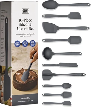 : 10-Piece Silicone Essentials Kitchen Utensils Set Charcoal : 10-Piece Silicone Essentials Kitchen Utensils Set Charcoal