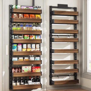 8 Tier Over the Door Pantry Organizer with Adjustable Wooden Baskets, Heavy Duty 2 in 1 Wall Mounted & Hanging Spice Rack for Kitchen, Cabinet and Closet Organization 8 Tier Over the Door Pantry Organizer with Adjustable Wooden Baskets, Heavy Duty 2 in 1 Wall Mounted & Hanging Spice Rack for Kitchen, Cabinet and Closet Organization