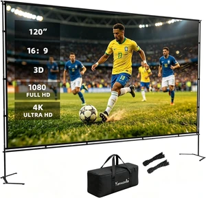 Outdoor Projector Screen with Stand, Portable 16:9, 120-inch Outdoor Projector Screen with Stand, Portable 16:9, 120-inch