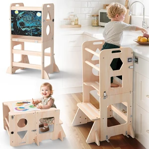 Toddler Standing Tower Anti-Tip Wooden Kitchen Step StoolNature Toddler Standing Tower Anti-Tip Wooden Kitchen Step StoolNature