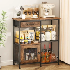 Coffee Bar Cabinet for Home - Farmhouse Coffee Stand Station Multi-Purpose Buffet Sideboard Cabinet with Drawers - Kitchen Bar Table for Living Room, Corner, Small Space, Espresso Coffee Bar Cabinet for Home - Farmhouse Coffee Stand Station Multi-Purpose Buffet Sideboard Cabinet with Drawers - Kitchen Bar Table for Living Room, Corner, Small Space, Espresso