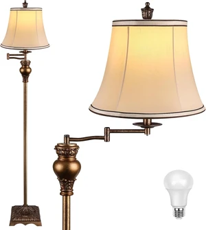 Vintage Floor Lamps for Living Room,Traditional 350° Adjustable Swing Arm Farmhouse Floor Lamp for Bedroom, Rustic Standing Lamp Pole Lamps for Reading, Home Décor and Office,Bronze Gold Vintage Floor Lamps for Living Room,Traditional 350° Adjustable Swing Arm Farmhouse Floor Lamp for Bedroom, Rustic Standing Lamp Pole Lamps for Reading, Home Décor and Office,Bronze Gold