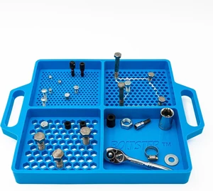Flexible Silicone Tool Tray, Non Slip Organizer for Bolts, Screws, Fasteners and Parts, Heat and Chemical Resistant, for Garage, Automotive, Workshop & DIY - Blue Flexible Silicone Tool Tray, Non Slip Organizer for Bolts, Screws, Fasteners and Parts, Heat and Chemical Resistant, for Garage, Automotive, Workshop & DIY - Blue