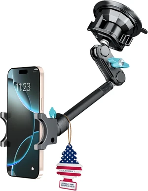 TitanX100 Long Truck Phone Mount Heavy Duty Metal Phone Holder, Suction Cup Phone Mount for Car, Windshield Mount Cell Phone Holder for iPhone, Android, GPS & All Devices TitanX100 Long Truck Phone Mount Heavy Duty Metal Phone Holder, Suction Cup Phone Mount for Car, Windshield Mount Cell Phone Holder for iPhone, Android, GPS & All Devices