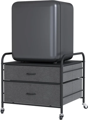 Mini Fridge Stand, 120LBS Mini Fridge Table, 2 Drawer Fridge Cart, Mini Fridge Stand with Storage, Metal Frame Iron Top, 4 Swivel Wheels for Home Kitchen, Black Mini Fridge Stand, 120LBS Mini Fridge Table, 2 Drawer Fridge Cart, Mini Fridge Stand with Storage, Metal Frame Iron Top, 4 Swivel Wheels for Home Kitchen, Black