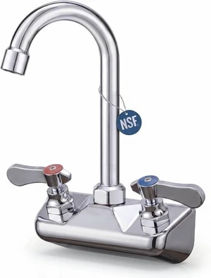 Commercial Hand Sink Faucet 4" Center Wall Mount Faucets Solid Brass Chrome Commercial Hand Sink Faucet 4" Center Wall Mount Faucets Solid Brass Chrome