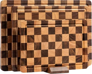 Checkered Cutting Board Set, Walnut Wood Cutting Boards for Kitchen Checkered Cutting Board Set, Walnut Wood Cutting Boards for Kitchen