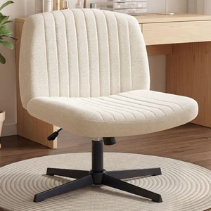 Criss Cross Chair, Wide Fabric Vanity Seat, Beige No Wheel Criss Cross Chair, Wide Fabric Vanity Seat, Beige No Wheel