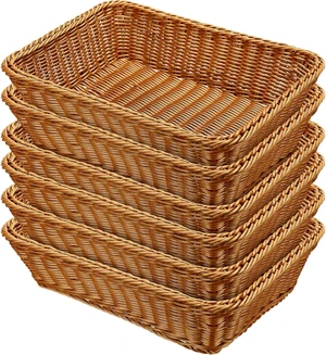 6 Pack Wicker Bread Baskets Woven Serving Basket, 15.8 Inch 6 Pack Wicker Bread Baskets Woven Serving Basket, 15.8 Inch