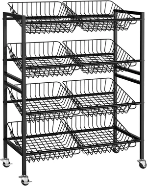 25.2" W Kitchen Storage Cart, 4-Tier Snack Cart with Wheels 25.2" W Kitchen Storage Cart, 4-Tier Snack Cart with Wheels