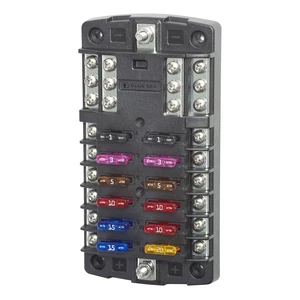 ST Blade Fuse Block 12 Circuit with Ground wihtout Cover, 100 Amps, 5031 ST Blade Fuse Block 12 Circuit with Ground wihtout Cover, 100 Amps, 5031