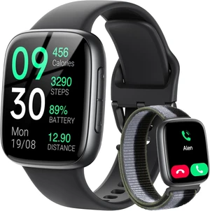 Smart Watch, 1.85" AMOLED Fitness Tracker with Bluetooth Call, Heart Rate/Sleep/SPO Monitor, 100+ Sports Modes, 3ATM Waterproof Smartwatch for Android/iPhone/, Includes 2 Bands Smart Watch, 1.85" AMOLED Fitness Tracker with Bluetooth Call, Heart Rate/Sleep/SPO Monitor, 100+ Sports Modes, 3ATM Waterproof Smartwatch for Android/iPhone/, Includes 2 Bands