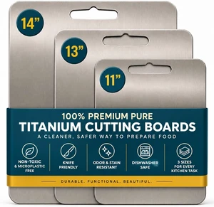 100% Titanium Cutting Boards for Kitchen Set of 3, Double Sided Non Toxic Metal Cutting Board, Dishwasher Safe Chopping Board Set, S/M/L 100% Titanium Cutting Boards for Kitchen Set of 3, Double Sided Non Toxic Metal Cutting Board, Dishwasher Safe Chopping Board Set, S/M/L