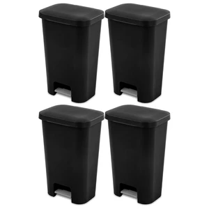 Rectangular Step On Kitchen Wastebasket, 11.9 Gal, Black, 4 Pack Rectangular Step On Kitchen Wastebasket, 11.9 Gal, Black, 4 Pack