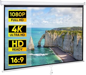 80 Inch Projection Screen, Outdoor Indoor 16:9 HD Foldable Manual Pull Down Projector Screen for Movie Home Backyard Theater Cinema Office Video Game, White 80 Inch Projection Screen, Outdoor Indoor 16:9 HD Foldable Manual Pull Down Projector Screen for Movie Home Backyard Theater Cinema Office Video Game, White