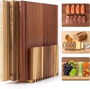 Book Cutting Board Set for Kitchen 3 PCS Wooden Cutting Board with Stand Book Cutting Board Set for Kitchen 3 PCS Wooden Cutting Board with Stand