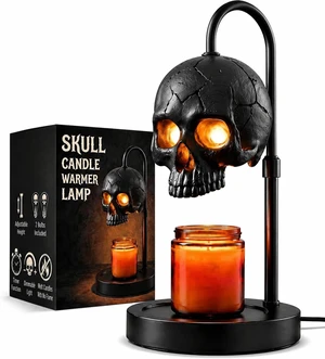 Skull Candle Warmer Lamp with Timer & Dimmer, Black Gothic Candle Warmer Skull Candle Warmer Lamp with Timer & Dimmer, Black Gothic Candle Warmer