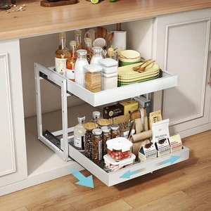 2-Tier Expandable Pull Out Cabinet Organizer, Cabinet Drawers, 16"D 2-Tier Expandable Pull Out Cabinet Organizer, Cabinet Drawers, 16"D