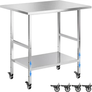 NSF Stainless Steel Prep Table with Wheels, Commercial Worktable with 4 Casters & Brakes & Adjustable Undershelf, Heavy Duty Rolling Kitchen Island Cart for Restaurant, Home, Outdoor BBQ & Pizza Oven NSF Stainless Steel Prep Table with Wheels, Commercial Worktable with 4 Casters & Brakes & Adjustable Undershelf, Heavy Duty Rolling Kitchen Island Cart for Restaurant, Home, Outdoor BBQ & Pizza Oven