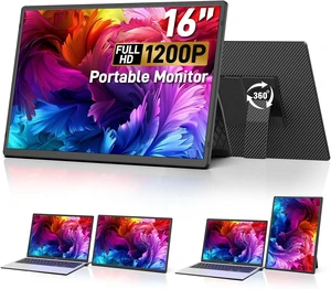 16" Portable Monitor for Laptop, 1200P IPS Laptop Screen Extender 16" Portable Monitor for Laptop, 1200P IPS Laptop Screen Extender