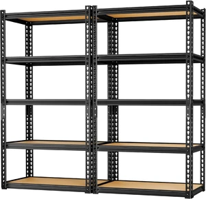 5-Tier Storage Shelving Unit, Metal, for Garage, Kitchen, Laundry Room, Adjustable, 30" L x 12" W x 60" H, Rectangular, 2 Pack 5-Tier Storage Shelving Unit, Metal, for Garage, Kitchen, Laundry Room, Adjustable, 30" L x 12" W x 60" H, Rectangular, 2 Pack