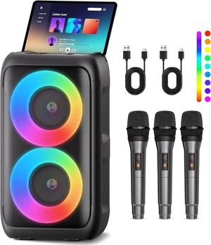 Bluetooth Speaker and 3 Wireless Microphones Party Speaker Karaoke Machine Bluetooth Speaker and 3 Wireless Microphones Party Speaker Karaoke Machine