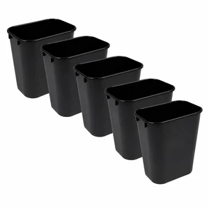3.5 Gallon Black Wastebasket Under Desk Plastic Trash Can | 5 PACK 3.5 Gallon Black Wastebasket Under Desk Plastic Trash Can | 5 PACK