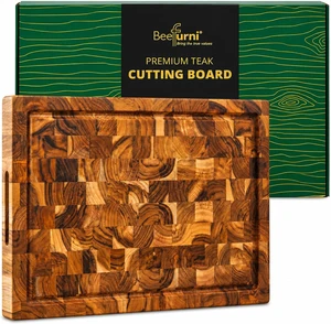 Teak Wood End Grain Cutting Board (18x14x1.5", M) Teak Wood End Grain Cutting Board (18x14x1.5", M)