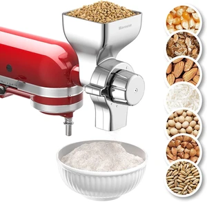 All Metal Grain Mill Attachment For Kitchenaid Stand Mixer, 12 Levels Flour Mill Grinder for Home, Fit for Grinding Wheat, Corn, Oats, Buckwheat,Millet and Other Cereals All Metal Grain Mill Attachment For Kitchenaid Stand Mixer, 12 Levels Flour Mill Grinder for Home, Fit for Grinding Wheat, Corn, Oats, Buckwheat,Millet and Other Cereals