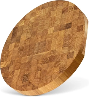 End Grain 12" Round European Oak Wood Cutting Board, Butcher Block, Wooden Chopping Board with Non-Slip Feet & Handles, Charcuterie Board, Knife-Friendly, Serving Cutting Board for Kitchen End Grain 12" Round European Oak Wood Cutting Board, Butcher Block, Wooden Chopping Board with Non-Slip Feet & Handles, Charcuterie Board, Knife-Friendly, Serving Cutting Board for Kitchen