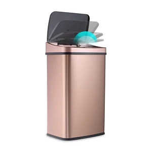 13 Gallons Automatic Touchless Kitchen Trash Can with Lid, Motion Sensor Trash Can for Kitchen, Home, Office, 50 Liter Large Stainless Steel Garbage Bin (13 Gal #28) (Gold) 13 Gallons Automatic Touchless Kitchen Trash Can with Lid, Motion Sensor Trash Can for Kitchen, Home, Office, 50 Liter Large Stainless Steel Garbage Bin (13 Gal #28) (Gold)