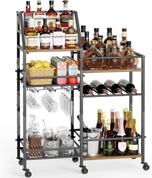 Rolling Bar Cart with Wine Glass Holder, Bar Carts for The Home, Bar Stand for Home, Small Mini Bar for Whiskey Wine, Liquor Cart for Home Bar, Alcohol Cabinet for Bar, Kitchen, Dining Room Rolling Bar Cart with Wine Glass Holder, Bar Carts for The Home, Bar Stand for Home, Small Mini Bar for Whiskey Wine, Liquor Cart for Home Bar, Alcohol Cabinet for Bar, Kitchen, Dining Room