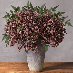 6Pcs 43In Faux Berry Stems, Artificial Nandina Fall Decor, Dusty Plum 6Pcs 43In Faux Berry Stems, Artificial Nandina Fall Decor, Dusty Plum