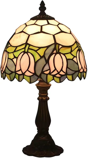 Tiffany Style Table Lamp, Pink Tulip Stained Glass Lamp, 8 Inch Small Antique Lamp, for Bedside Nightstand Bedroom Living Room Home Office, Include LED Bulb Tiffany Style Table Lamp, Pink Tulip Stained Glass Lamp, 8 Inch Small Antique Lamp, for Bedside Nightstand Bedroom Living Room Home Office, Include LED Bulb