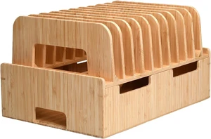 Bamboo 12-Port Charging Station & Docking Organizer for Smartphones & Tablets, Family-Sized, for use in Corporate Offices & Classrooms Bamboo 12-Port Charging Station & Docking Organizer for Smartphones & Tablets, Family-Sized, for use in Corporate Offices & Classrooms