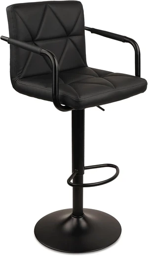 Counter Height Bar Stool PU Leather Adjustable Barstools with Armrest, Backrest and Footrest, Comfortable Tall Stools for Kitchen Island Home Bar, Black Counter Height Bar Stool PU Leather Adjustable Barstools with Armrest, Backrest and Footrest, Comfortable Tall Stools for Kitchen Island Home Bar, Black